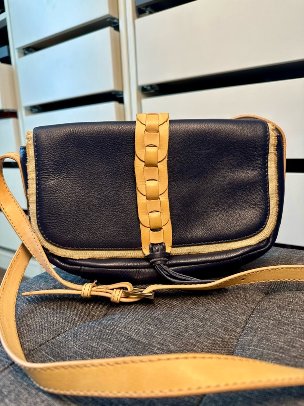 Tommy Bahama Crossbody Purse Santa Rosa Small Leather Navy Woven Bag